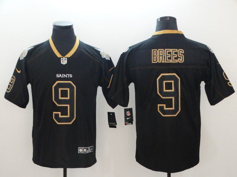 Men New Orleans Saints 9 Brees Black Nike Lights Out Black Color Rush Limited NFL Jerseys